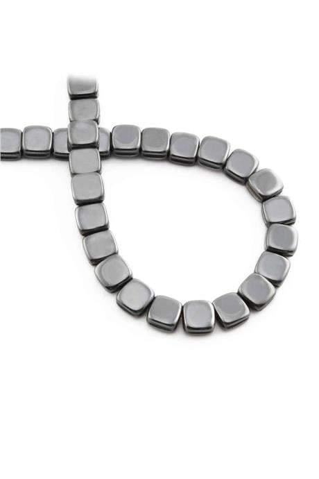 Hematite Natural Stone Shiny Smoked Flat Square Cut 8x8mm String Of Beads