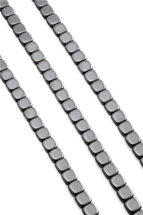 Hematite Natural Stone Shiny Smoked Flat Square Cut 8x8mm String Of Beads