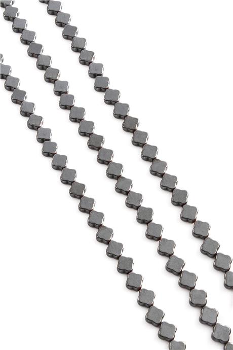 Hematite Natural Stone Shiny Smoked Cloandr Cut 6x6mm String Of Beads