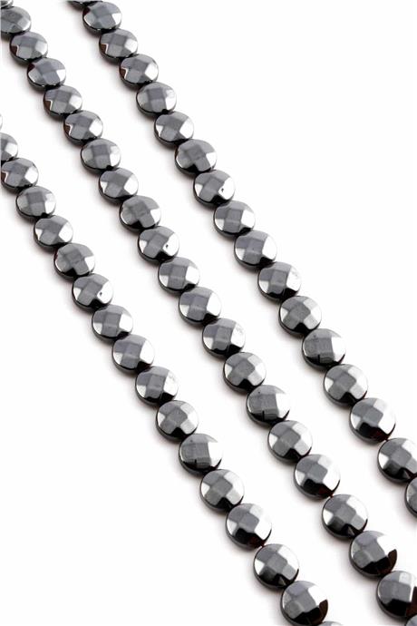 Hematit Taşı Daire Kesim Parlak Füme 8mm Doğal Taş Dizi