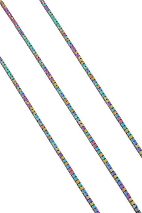 Hematite Natural Stone Shiny Rainbow 2x2mm String Of Beads