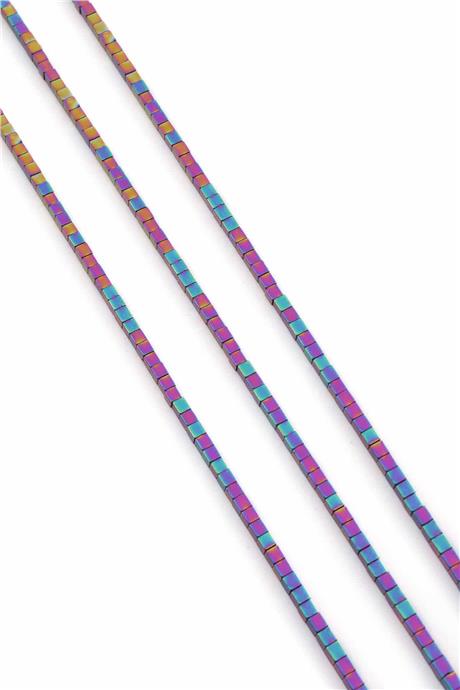 Hematite Natural Stone Shiny Rainbow 2x2mm String Of Beads