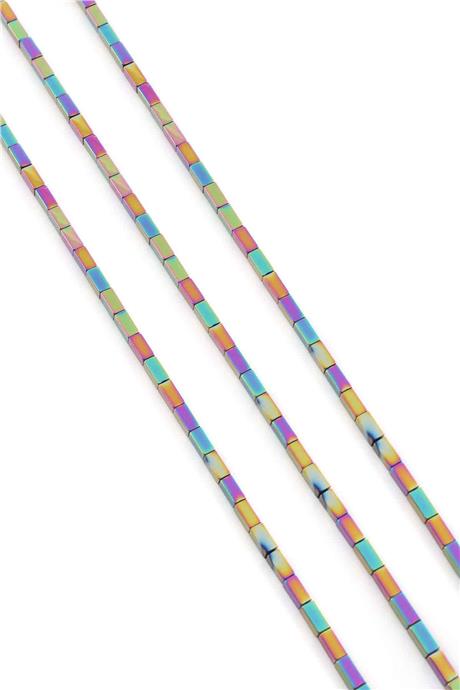Hematite Natural Stone Shiny Rainbow 2x4mm String Of Beads