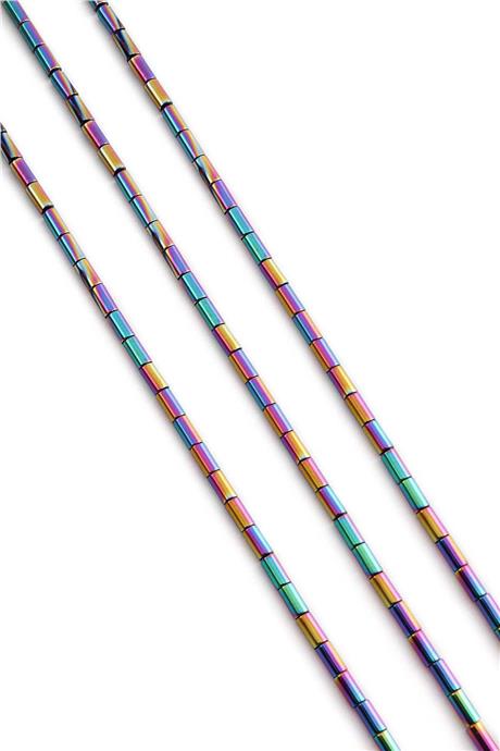 Hematite Natural Stone Shiny Rainbow 2x4mm String Of Beads