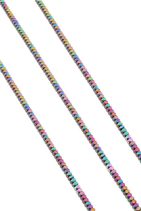 Hematite Natural Stone Shiny Rainbow 3x2mm String Of Beads