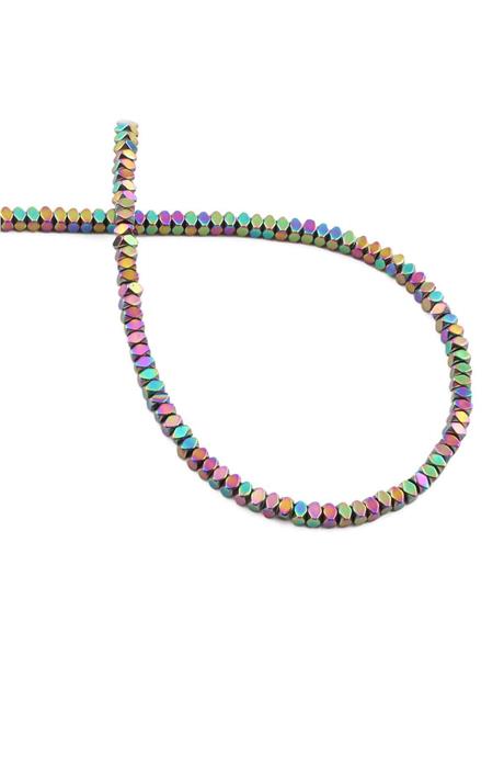 Hematite Natural Stone Shiny Rainbow 3x2mm String Of Beads