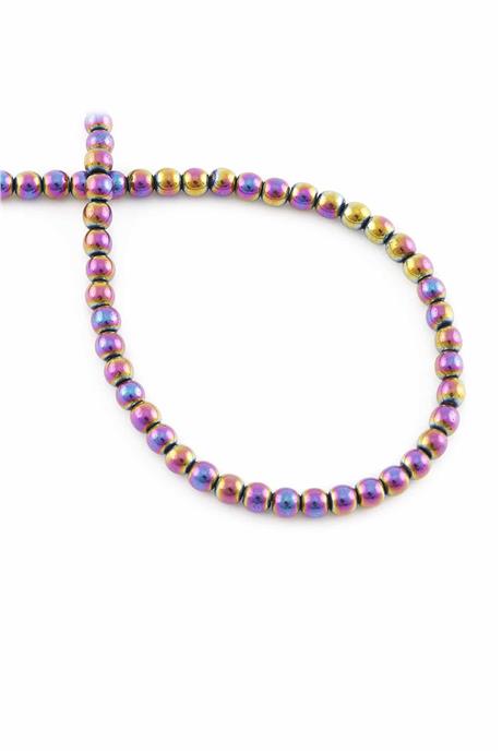 Hematit Taşı Küre Kesim Parlak Gökkuşağı 4mm Doğal Taş Dizi