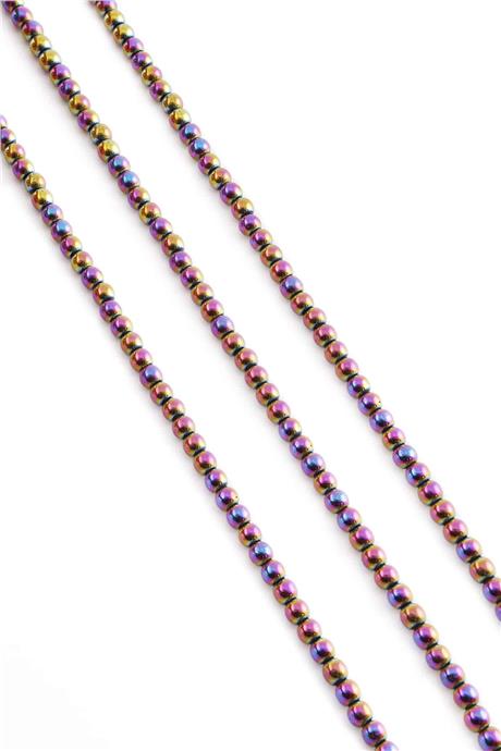 Hematit Taşı Küre Kesim Parlak Gökkuşağı 4mm Doğal Taş Dizi