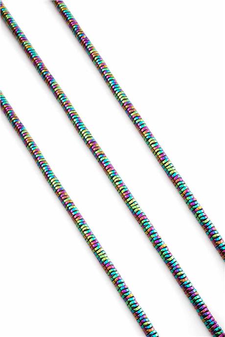 Hematite Natural Stone Shiny Rainbow 4x1mm String Of Beads