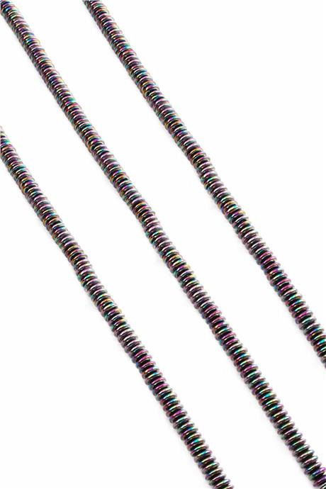 Hematite Natural Stone Shiny Rainbow 4x1mm String Of Beads