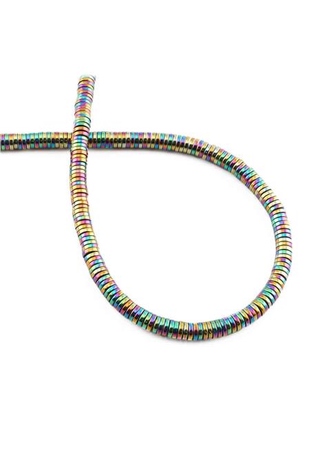 Hematit Taşı Rondela Kesim Parlak Gökkuşağı 4x1mm Doğal Taş Dizi