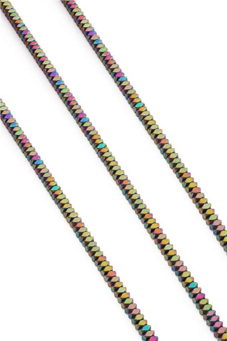 Hematite Natural Stone Shiny Rainbow 4x2mm String Of Beads