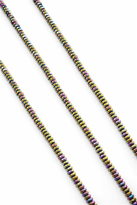 Hematite Natural Stone Shiny Rainbow 4x2mm String Of Beads