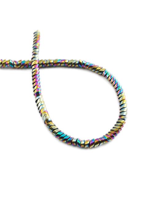 Hematite Natural Stone Shiny Rainbow 4x2mm String Of Beads