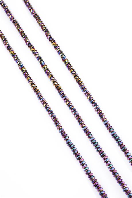 Hematit Doğal Taş Parlak Gökkuşağı Faset Rondela Kesim 4x2mm Dizi [AA]