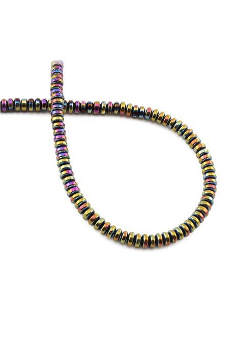 Hematite Natural Stone Shiny Rainbow 4x2mm String Of Beads