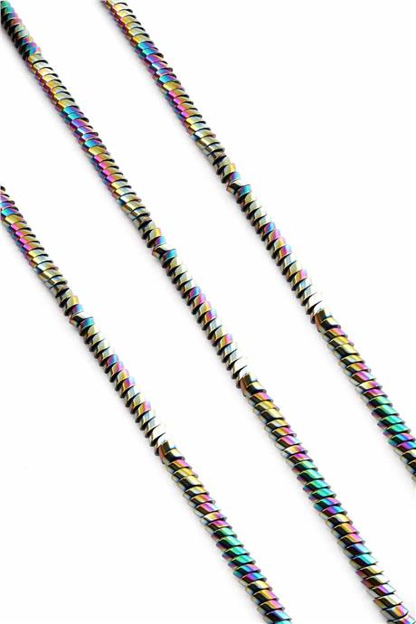Hematite Natural Stone Shiny Rainbow 4x2mm String Of Beads