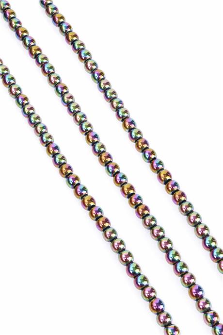 Hematit Taşı Küre Kesim Parlak Gökkuşağı 6mm Doğal Taş Dizi