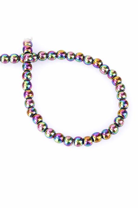 Hematit Taşı Küre Kesim Parlak Gökkuşağı 6mm Doğal Taş Dizi