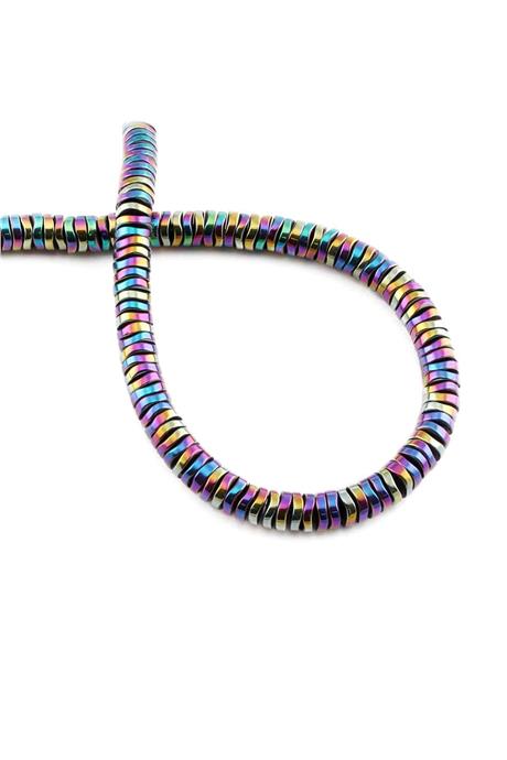 Hematite Natural Stone Shiny Rainbow 6x1mm String Of Beads
