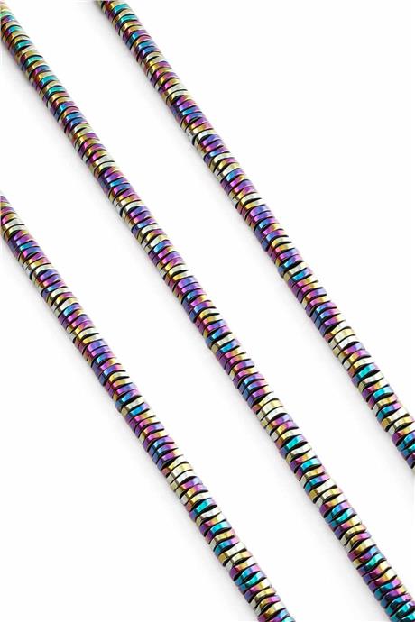 Hematite Natural Stone Shiny Rainbow 6x1mm String Of Beads