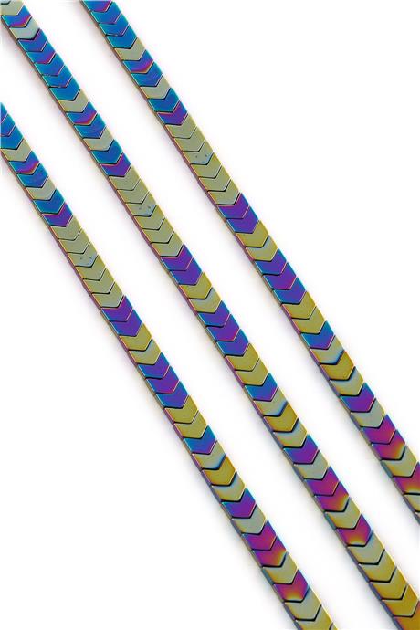 Hematit Taşı Çavuş Kesim Parlak Gökkuşağı 6x3mm Doğal Taş Dizi