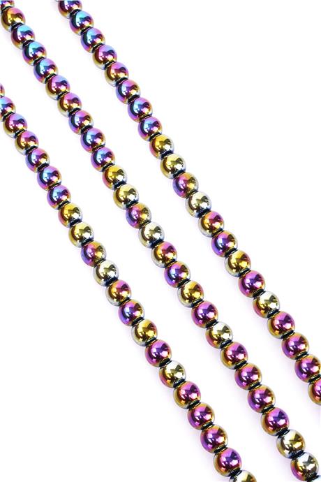 Hematit Taşı Küre Kesim Parlak Gökkuşağı 8mm Doğal Taş Dizi