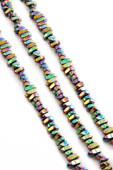 Hematite Natural Stone Shiny Rainbow Amorphous Cut 6x7mm String Of Beads