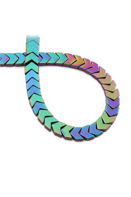 Hematite Natural Stone Shiny Rainbow Sergeant Cut 8x3mm String Of Beads