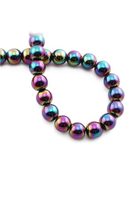 Hematite Natural Stone Shiny Rainbow Sergeant Cut 10mm String Of Beads