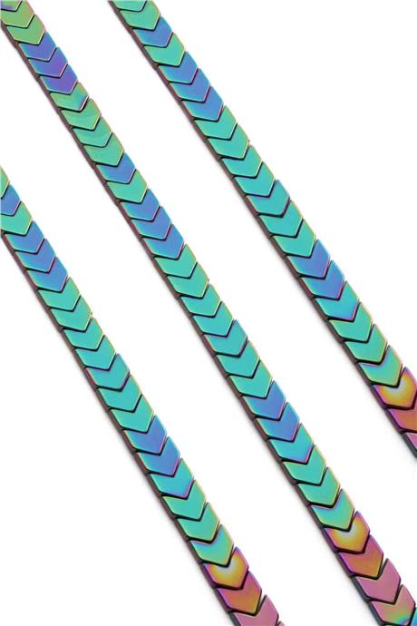 Hematite Natural Stone Shiny Rainbow Sergeant Cut 8x3mm String Of Beads