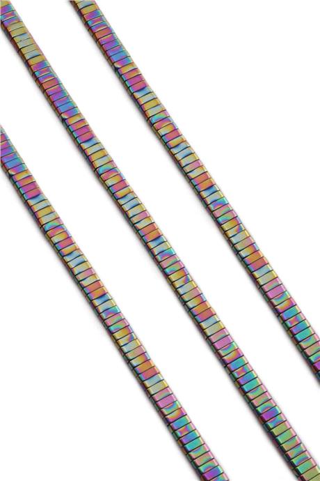 Hematit Taşı Yassı Kesim Parlak Gökkuşağı 6x2mm Doğal Taş Dizi