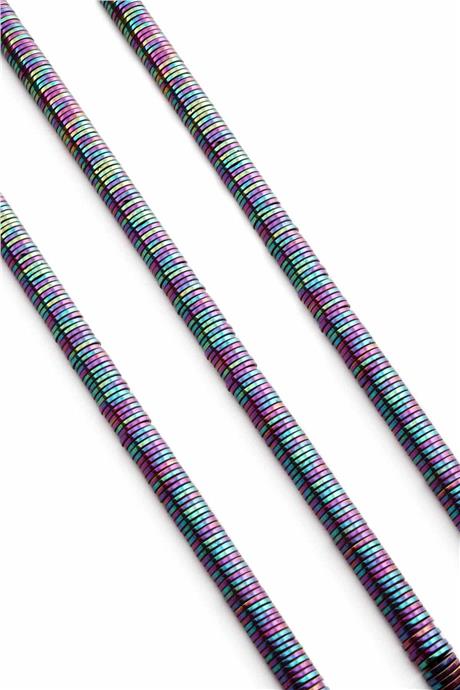 Hematite Natural Stone Shiny Rainbow Circle Cut 6x1mm String Of Beads