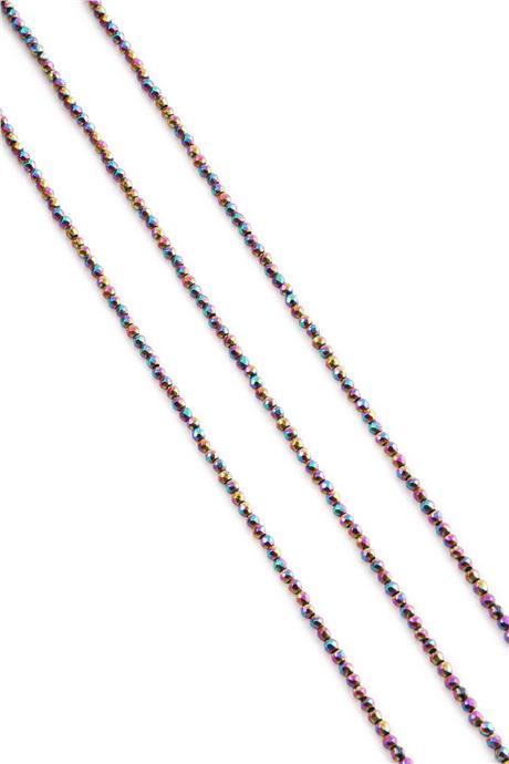 Hematite Natural Stone Shiny Rainbow Facet Cut 2mm String Of Beads