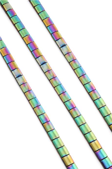 Hematit Taşı Bombeli Kesim Parlak Gökkuşağı 7x7mm Doğal Taş Dizi