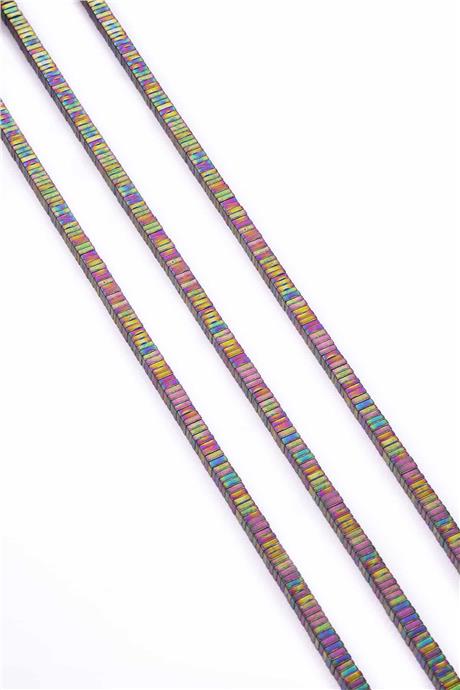 Hematit Taşı Kare Kesim Parlak Gökkuşağı 4x1mm Doğal Taş Dizi