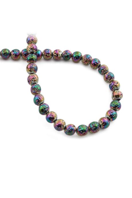 Hematite Natural Stone Shiny Rainbow Globe Cut 6mm String Of Beads
