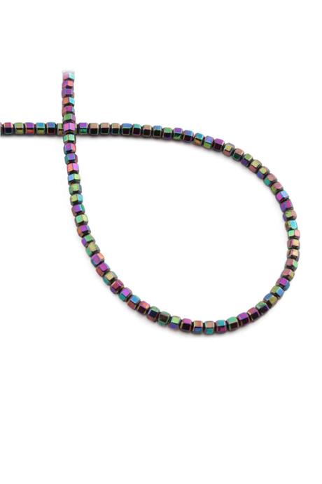Hematite Natural Stone Shiny Rainbow Special Cut 3x3mm String Of Beads
