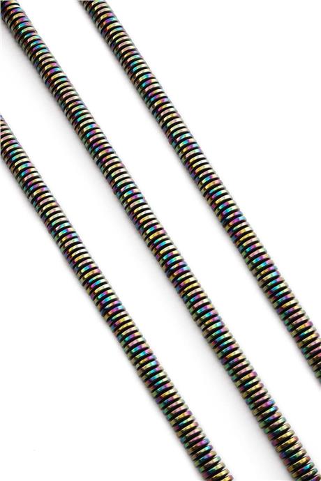 Hematite Natural Stone Shiny Rainbow Washer Cut 6x1mm String Of Beads