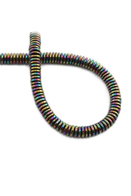 Hematite Natural Stone Shiny Rainbow Washer Cut 6x1mm String Of Beads