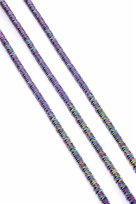 Hematite Natural Stone Shiny Rainbow Washer Cut 4x1mm String Of Beads