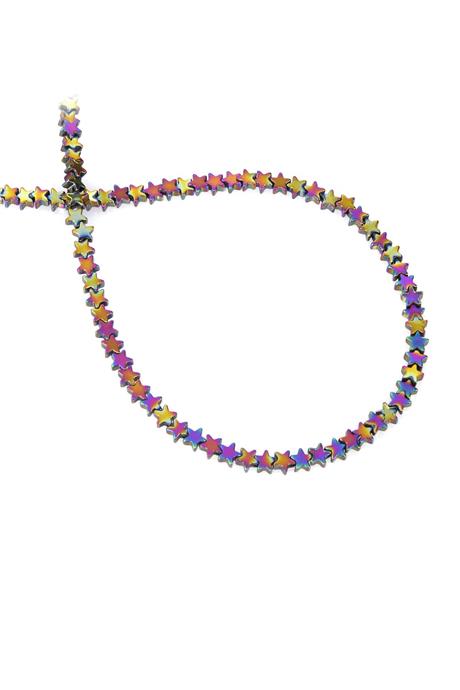 Hematite Natural Stone Shiny Rainbow Star Cut 4mm String Of Beads