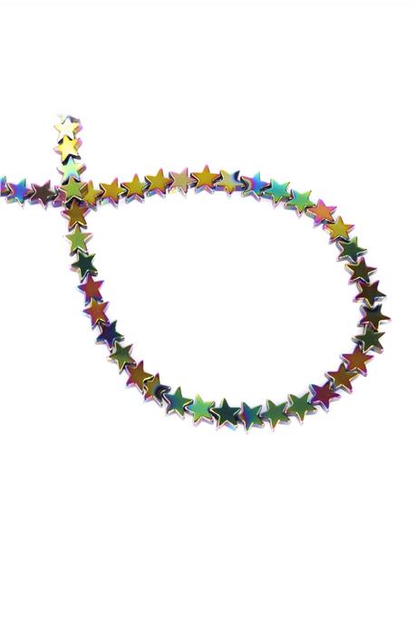 Hematite Natural Stone Shiny Rainbow Star Cut 7mm String Of Beads