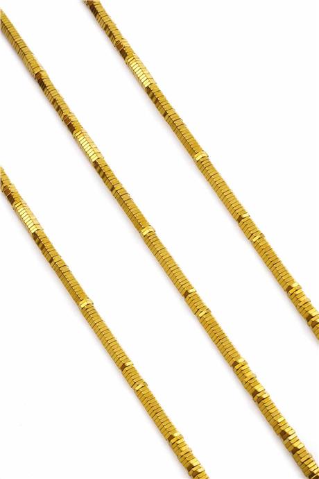 Hematite Natural Stone Shiny Gold 4x1M String Of Beads