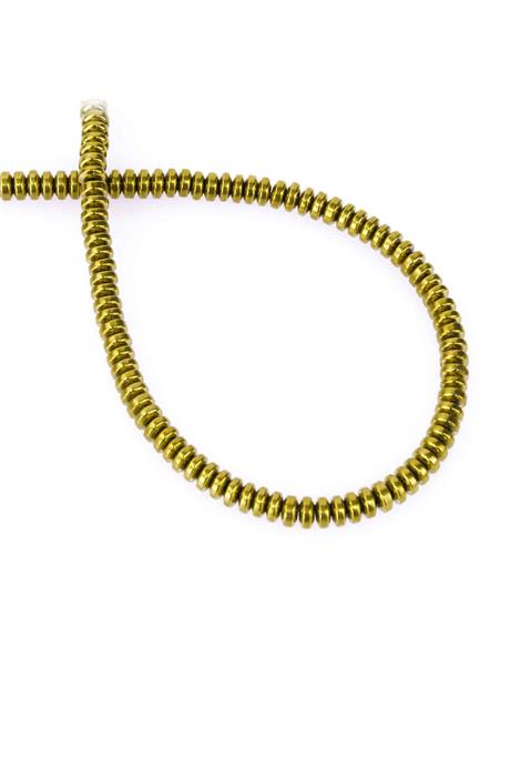 Hematite Natural Stone Shiny Gold 4x2mm String Of Beads