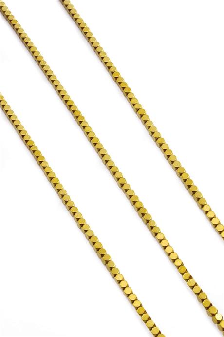 Hematite Natural Stone Shiny Gold 4x4mm String Of Beads