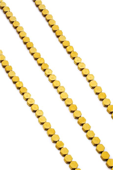 Hematite Natural Stone Shiny Gold 5x5mm String Of Beads