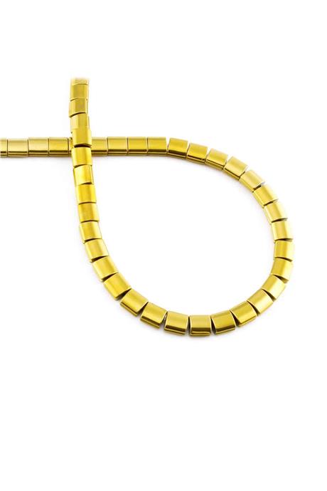 Hematite Natural Stone Shiny Gold 5x5mm String Of Beads