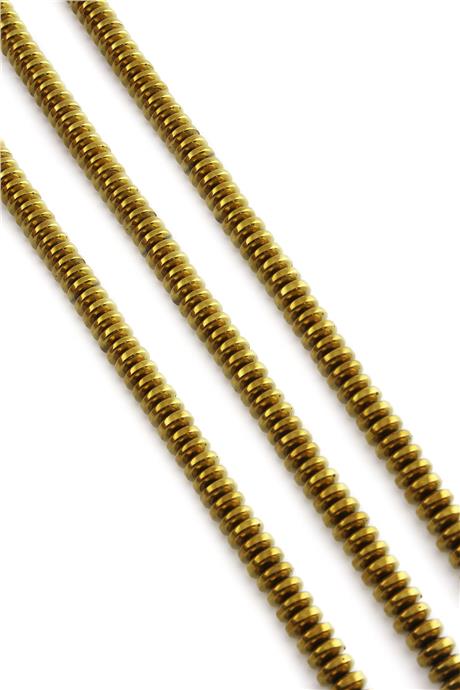 Hematit Doğal Taş Parlak Gold Rondela Kesim 6x2mm Dizi [AA]