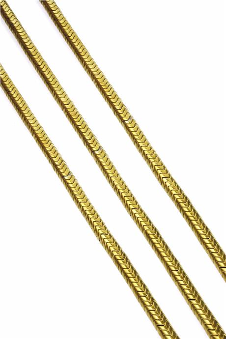 Hematit Taşı Dalgalı Kesim Parlak Gold 6x2mm Doğal Taş Dizi